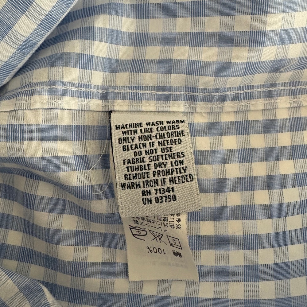 L.L.Bean Blue Plaid Button Front Short Sleeve Shirt - Picture 8 of 10